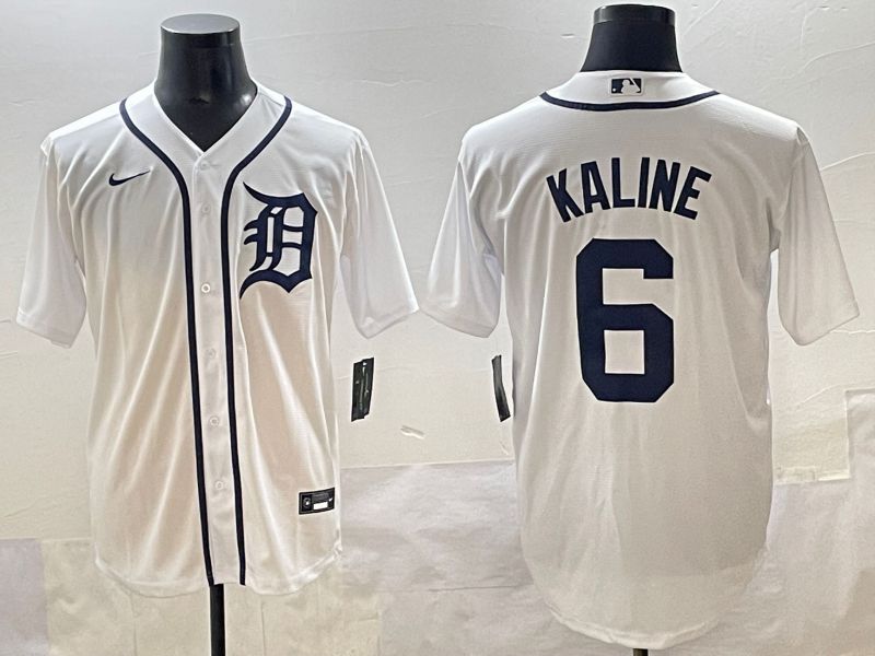 Men 2025 Detroit Tigers 6 Kaline White Game Nike MLB Jersey style 1